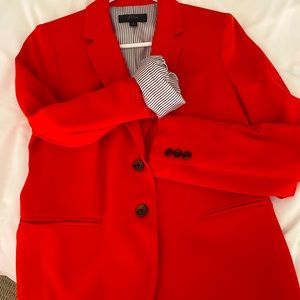 J. Crew Blazer (Small, Bright Orange/Red / interior gray stripes)
